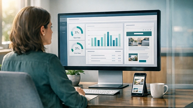 Newsletter Marketing für Unternehmen – E-Mail-Kampagne auf Laptop und Smartphone